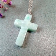 玉墜 造型玉墜-十字架 花青種緬甸玉