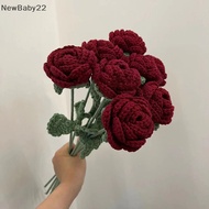 NN Modern Elegance Simulation Flower Home Decoration Dining Table Knitted Rose Single Bouquet Wedding Artificial Flower SG
