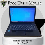 Laptop Toshiba Satelite C40, Core i3-3110M, SSD 256gb, Ram 4gb, Windows 10, Layar 14inc