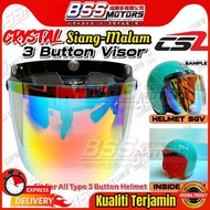CS2 Original Crystal Visor Siang Malam 3 Button Visor MHR MS88 SGV 99 APOLO Steng Helmet Cermin Topi