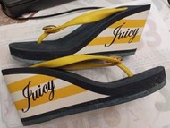 ╭✿㊣ 二手 JUICY 黃白雙色 韓式厚底 夾腳拖鞋【21 x 8.5 x 8公分】休閒出遊 郊外踏青 特價 $149