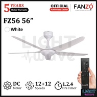 FANZÓ FZ56 FZ42 BLACK WHITE 5 BLADES DC MOTOR 24 SPEEDS REMOTE CONTROL CEILING FAN