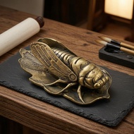 Brass Cicada Ornament Aged Gold-Bronze Cicada Ornament Detailed Vintage Style