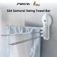 FECA Wall-Mounted Suction 3-Bar Rotating Towel Rack