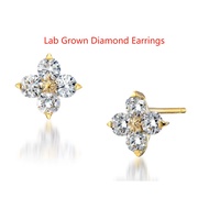 0.48ctw Lab Grown Diamond 14k White Gold Four Diamond Cross Earrings CVD HPHT Engagemen Earrings For