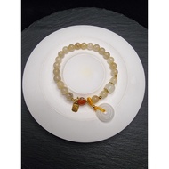 Crystal Gold Rutile Gold Fiber Donut White Agate Quartz Full Stone Bracelet 6mmnatural F1334