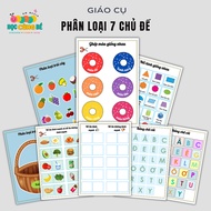 Classification of 7 topics: Fruits, colors, letters, numbers... for children, Smart teaching aids GC