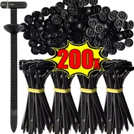 200-40Set Nylon Car Cable Tie Fixed Buckle - Universal Self-Locking Zip Ties - Heavy Duty Car Fasten
