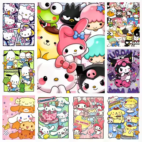 Hello Kitty Kuromi Cinnamoroll Pochacco Pompompurin AB Diamond Painting Cute Handmade Art Gift Carto