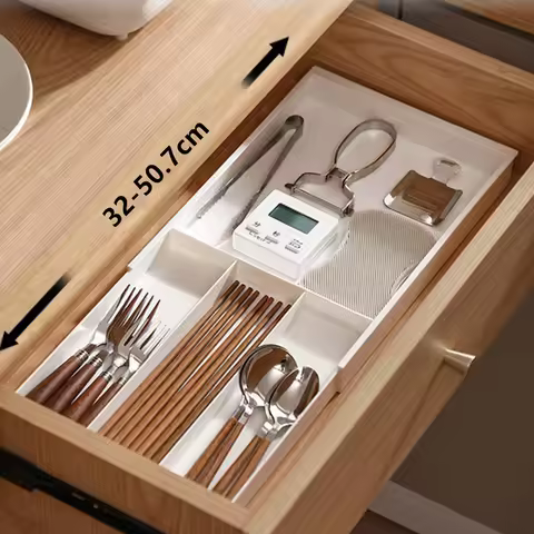 Silverware Drawer Organizer Expandable Cutlery Organizer Utensil Tray For Kitchen Adjustable Flatwar