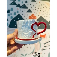 Starbucks 2024 Starbucks Series Valentine's Day Gift Cute Cat Cat Palm Wool Pattern Ceramic Mug Plate Set