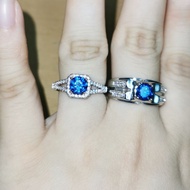 IN S925 925 Silver Adjustable Women Rings Ladies Blue Rings Cincin Perempuan Permata Biru