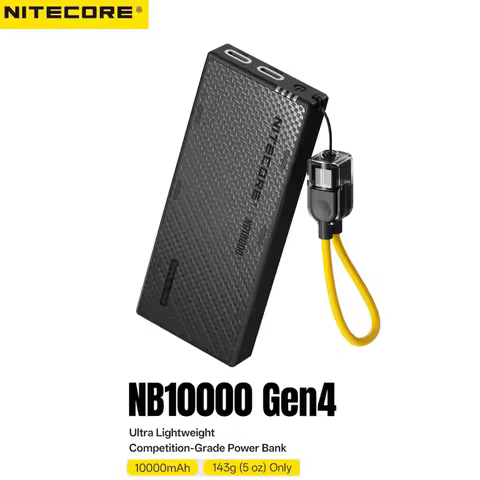 NITECORE NB10000 Gen4 10000mAhCarbon Fiber Power Bank 10000mAh Mobile Powerbank Dual USB-C 22.5W Fas