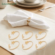 KENTONP 6PCS Star Napkin Buckle, Modern Gold/Silver Moon Napkin Rings, Party Supplies Metal Minimali