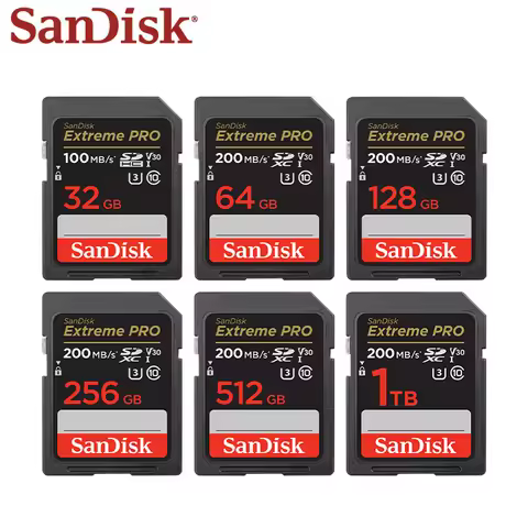 SanDisk Extreme Pro SD Card 512GB Memory Card 256GB Flash Card 128GB Class 10 U3 64GB SDXC SDHC 32GB
