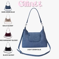 GLINTT.MY- 2-in-1 Premium Denim Glossy Shoulder Bag & Sling Bag Korean Style Handbag for Women