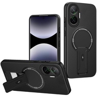 Case poco F7 5G Softcase CARBON MAGNETIC KICKSTAND Casing Case hp poco F7 5G