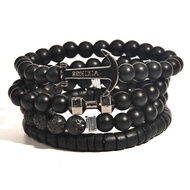 New Product European American 4-Piece Set Men's Bracelet Dumbbell Bracelet Anchor Volcanic Stone Bra