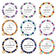 12 Zodiac Sign Constellation Crystal Bracelet | 8mm Astrology Bracelet for Aries, Taurus, Gemini, Ca