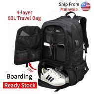 Ready Stock 50-80L Travel Bagpack man Expandable Sports backpack 17/18 inch laptop Waterproof backpa