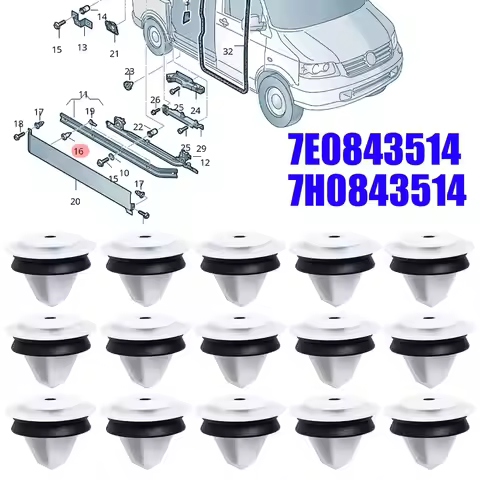 7E0843514 7H0843514 Body Side Door Guide Trim Clip for VW Transporter T5 2003-2018 Sliding Side Door