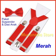MERAH TODDLER PACKAGE RED Tie Suspenders Butterfly Suspenders Bowtie Wedding Bridesmaid Party Weddin
