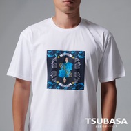 YAMATO聯名款 圓領白T-shirt 男武士與網球拍圖案 情侶裝 短袖