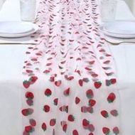 1pc 75*180cm Pink Strawberry Pattern Table Runner,75cm*180cm Mesh Gauze Table Runner Table Cloth For