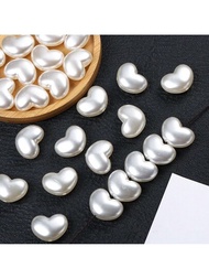 Set de 10 piezas de cuentas de corazón de amor de imitación de perlas de acrílico de 16*21 mm para hacer joyas, cuentas espaciadoras sueltas para collar y pulsera DIY