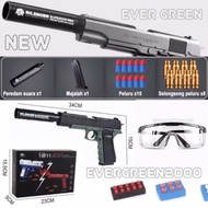 Pistol Mainan Tembak Tembakan Soft Blaster Bullet (busa karet) nerf - Senapan Angin Kokang/Airsoft d