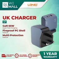 Ldnio Q7 GaN 65W UK Super Fast Charger With Type-C To Type-C / Type-C To Fruit Cable