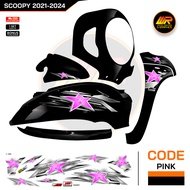 Striping Bintang Scoopy Simple Bahan Bening Transparan Garis Sticker Scoopy Motif Bintang