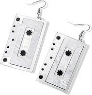 Retro Fashion Acrylic Magnetic Tape Earrings for 80’s Party Women Punk Retro Cassette Crush Colorful
