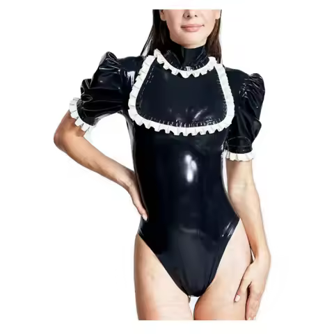 Women's Latex Tights Triangle Swimsuit Gymnastics Suit Jumpsuit
