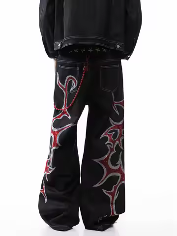 Trendy neighborhood American street heavy industry hot diamond totem subculture jeans men's design l