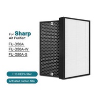 🌟順豐免運🌟【適用於Sharp聲寶FU-D50A FU-D50A-W FU-D50A-S】(代用濾網) HEPA濾網+活性碳濾網濾芯 FZ-D50XH FZ-D50XD