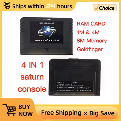 New 4 IN 1 For SEGA SATURN Pseudo saturn KAI Games Video with Direct Reading 1MB/4M RAM Card 8MB Mem