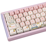 JOLINTAL 140 Keys Pig Pink Keycaps, MOA Profile Keycaps Round PBT Keycaps, Low Profile Custom Keycap