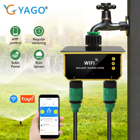 1/2 Zone WIFI Solar Irrigation Timer Smart APP Control Automatic Irrigation System Outdoor Water Tim