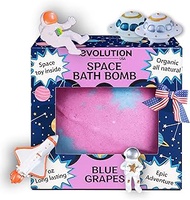 EvolutionUSA 1pc Space Bath Bomb for Boys & Girls, Planet Bath Ball with Toy Hidden Inside, Organic 