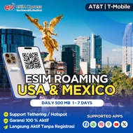 eSIM USA & Mexico Daily Unlimited 500 MB Data | eSIM Roaming Perjalanan Langsung Aktif