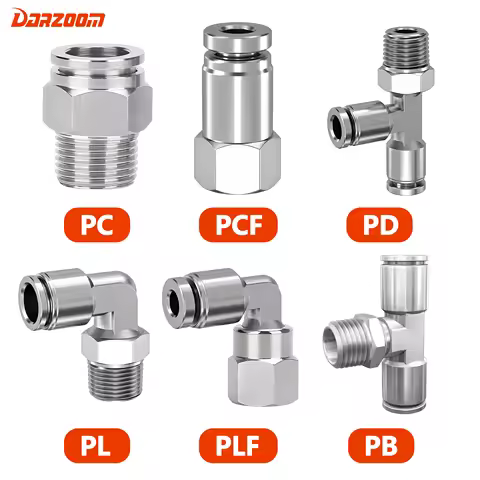 Pneumatic Hose Fitting 304 Stainless Steel PC PCF PL PLF PB PD Air Tube Connector 1/8 1/4 1/2 BSP Qu