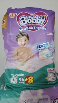 TÃ /bỉm quần Bobby siêu thấm khô thoáng Mega jumbo L96 +8miếng - Lõi thần kỳ