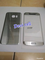 BACK DOOR TUTUP BELAKANG CASING PLUS KACA DEPAN LCD SAMSUNG GALAXY S7 EDGE G935 ORIGINAL SILVER