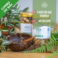 Combo 2 hũ Granola không đường 500g kèm 1 bộ Gáo dừa thìa gỗ Tây Nguyên Food – Việt Nam