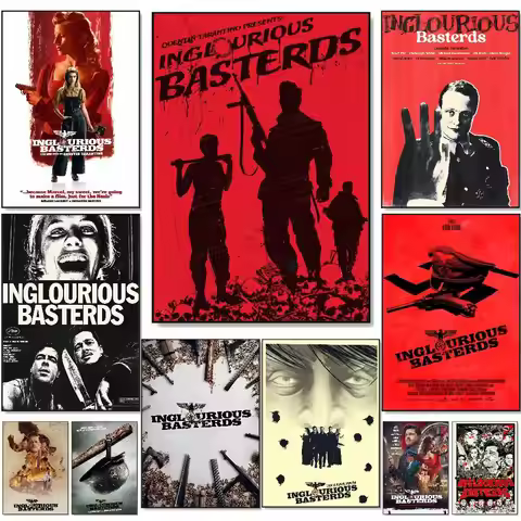 Classic War Movies Inglourious Basterds Poster HD Self-Adhesive Waterproof Posters Versatile Decor f