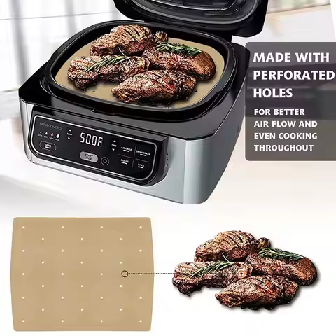 【PASSIONE 】400Pcs Air Fryer Paper Air Hole Air Fryer Parchment Paper Liners For Ninja Foodi Grill 5-