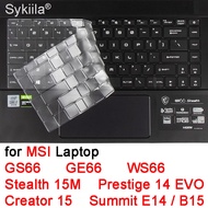 Keyboard Cover for MSI GS66 GE66 WS66 Creator 15 Stealth 15M -