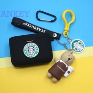 Sony WF-1000XM3 Case Bluetooth Headset WF 1000XM3 / WF-XB700 / WF-SP800N / WF-H800 Cover Cartoon Tide Starbucks Bear Pendant Silicone Soft Shell Earbuds Waterproof Shockproof Case Soft Protective Case Headphone Cover Headset Skin with Hook