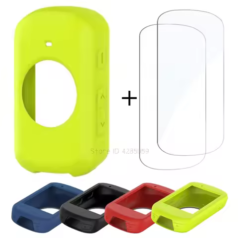 Silicone Case + 2Pcs Tempered Glass for Garmin Edge 830 530 1040 130 Plus GPS Stopwatch Screen Prote